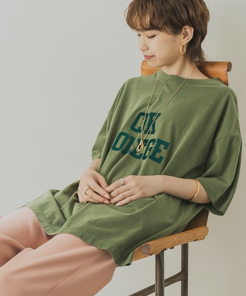 R JUBILEE（アールジュビリー）の「R JUBILEE　Tuck Printed T-shirts（Tシャツ/カットソー・レディース・チャコールグレー/カーキ・MEDIUM）」の11枚目の写真