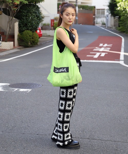 X-girl（エックスガール）の「REUSABLE BAG（エコバッグ/サブバッグ・レディース・ホワイト/ベージュ/ライトグリーン・ONE SIZE）」の20枚目の写真