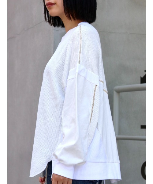 AULA AILA（アウラアイラ）の「【別注】AULA AILA/アウラアイラ/サーマルロングスリーブTシャツ（Tシャツ/カットソー・レディース・ホワイト/レッド・0）」の5枚目の写真