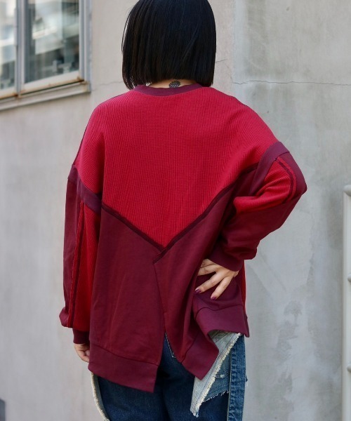 AULA AILA（アウラアイラ）の「【別注】AULA AILA/アウラアイラ/サーマルロングスリーブTシャツ（Tシャツ/カットソー・レディース・ホワイト/レッド・0）」の4枚目の写真