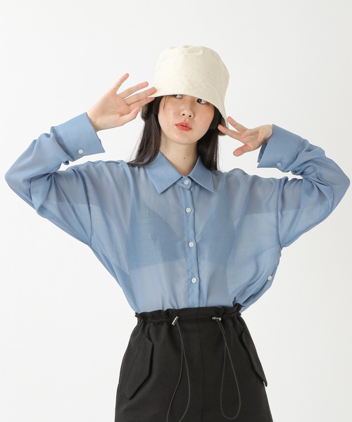 ALAND（エーランド）の「3.3Field Trip／シアーアレンジ長袖シャツ　2956696（シャツ/ブラウス・レディース・ブラック/ライトブルー/ブラウン・FREE）」の3枚目の写真