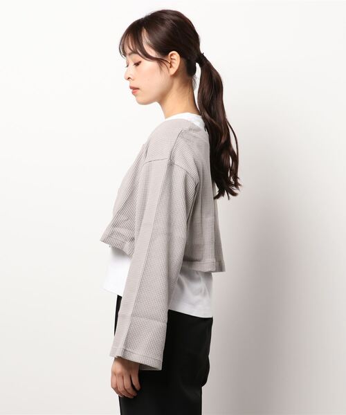 mimi toujours（ミミトゥジュール）の「カーディガン ワッフル ワンマイル omom×mimi toujours（カーディガン/ボレロ・レディース・アイボリー/グレイッシュベージュ/オレンジ・M）」の13枚目の写真