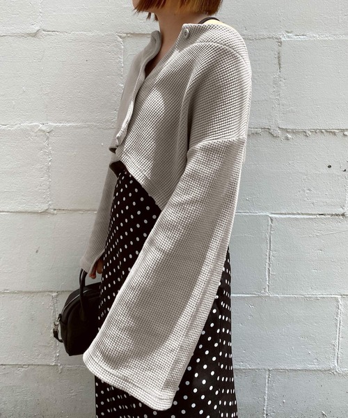 mimi toujours（ミミトゥジュール）の「カーディガン ワッフル ワンマイル omom×mimi toujours（カーディガン/ボレロ・レディース・アイボリー/グレイッシュベージュ/オレンジ・M）」の17枚目の写真