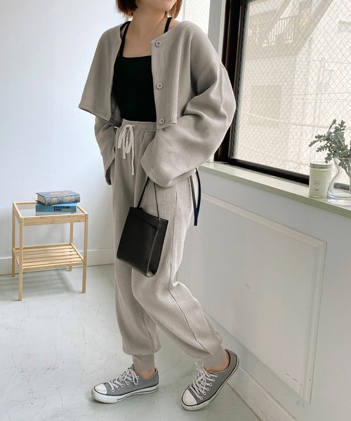 mimi toujours（ミミトゥジュール）の「カーディガン ワッフル ワンマイル omom×mimi toujours（カーディガン/ボレロ・レディース・アイボリー/グレイッシュベージュ/オレンジ・M）」の19枚目の写真