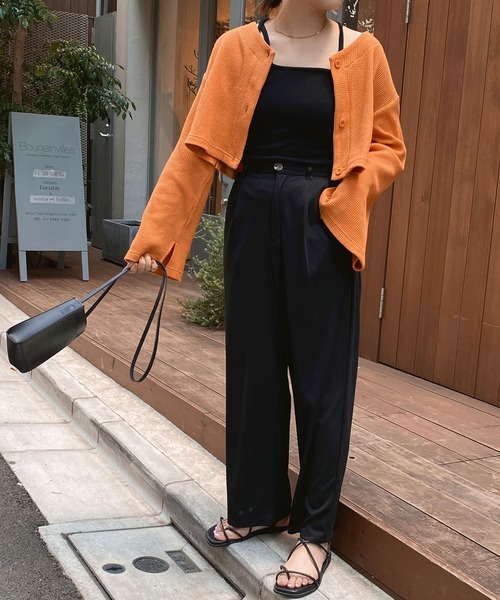 mimi toujours（ミミトゥジュール）の「カーディガン ワッフル ワンマイル omom×mimi toujours（カーディガン/ボレロ・レディース・アイボリー/グレイッシュベージュ/オレンジ・M）」の11枚目の写真