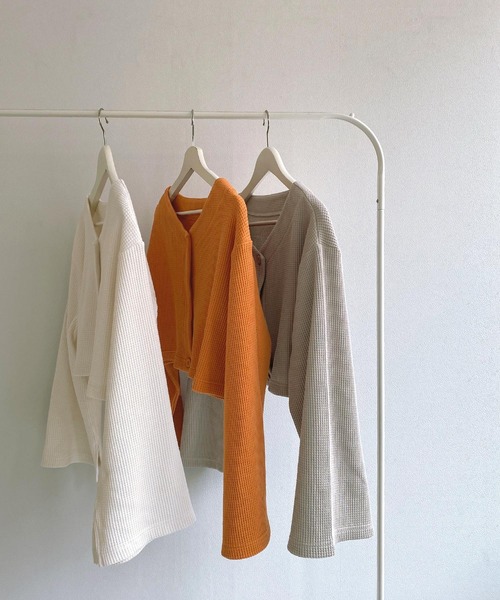 mimi toujours（ミミトゥジュール）の「カーディガン ワッフル ワンマイル omom×mimi toujours（カーディガン/ボレロ・レディース・アイボリー/グレイッシュベージュ/オレンジ・M）」の20枚目の写真