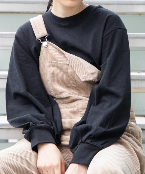 WEGO（ウィゴー）の「WEGO/ボリュームギャザースリーブロンT（Tシャツ/カットソー・レディース・ホワイト/ブラック/サックスブルー/ライトベージュ・FREE）」の3枚目の写真