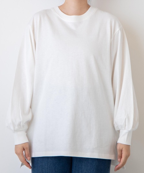 WEGO（ウィゴー）の「WEGO/ボリュームギャザースリーブロンT（Tシャツ/カットソー・レディース・ホワイト/ブラック/サックスブルー/ライトベージュ・FREE）」の22枚目の写真