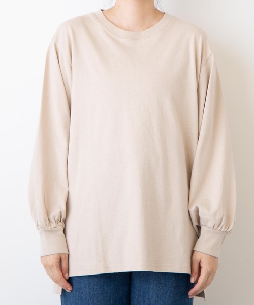 WEGO（ウィゴー）の「WEGO/ボリュームギャザースリーブロンT（Tシャツ/カットソー・レディース・ホワイト/ブラック/サックスブルー/ライトベージュ・FREE）」の6枚目の写真