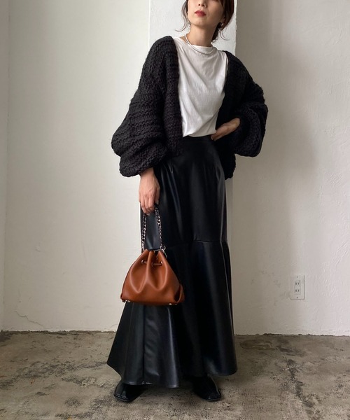 CAPRICIEUX LE'MAGE（カプリシューレマージュ）の「フェイクレザーマーメイドスカート（スカート・レディース・ブラック/グリーン/モカ・FREE）」の6枚目の写真