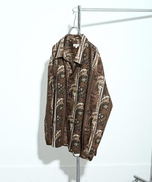 総柄トロミ長袖オーバーサイズシャツ/柄シャツ