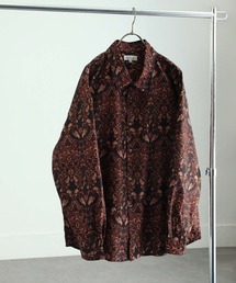 総柄トロミ長袖オーバーサイズシャツ/柄シャツ