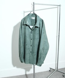 総柄トロミ長袖オーバーサイズシャツ/柄シャツ