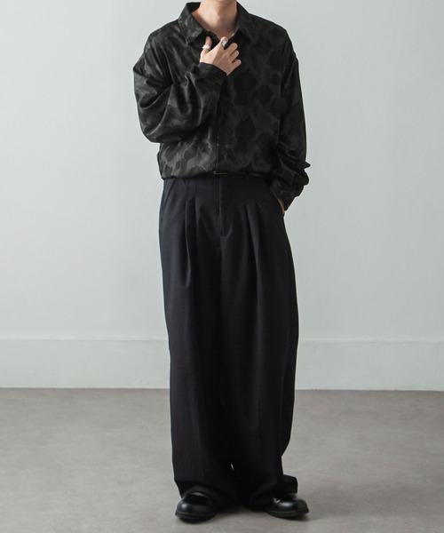 【セール】総柄トロミ長袖オーバーサイズシャツ/柄シャツ（シャツ/ブラウス）｜Nilway（ニルウェイ）