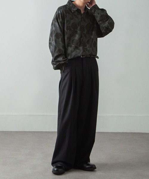 【セール】総柄トロミ長袖オーバーサイズシャツ/柄シャツ（シャツ/ブラウス）｜Nilway（ニルウェイ）