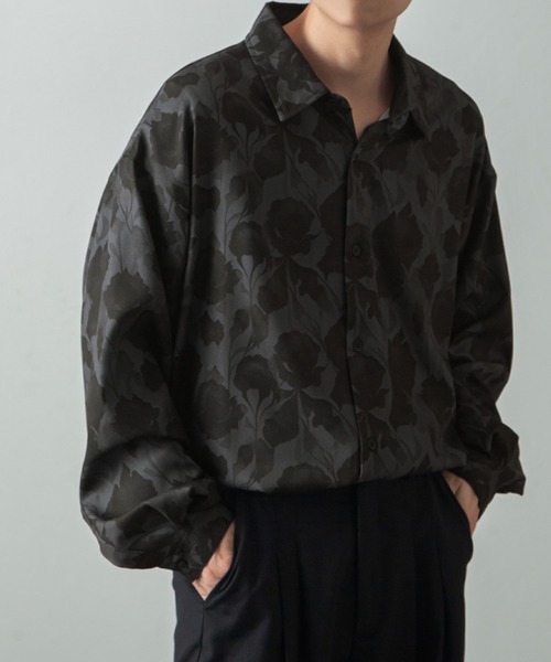 【セール】総柄トロミ長袖オーバーサイズシャツ/柄シャツ（シャツ/ブラウス）｜Nilway（ニルウェイ）