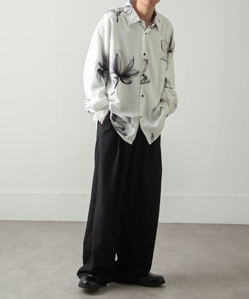 【セール】総柄トロミ長袖オーバーサイズシャツ/柄シャツ（シャツ/ブラウス）｜Nilway（ニルウェイ）
