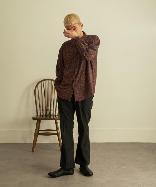 【セール】総柄トロミ長袖オーバーサイズシャツ/柄シャツ（シャツ/ブラウス）｜Nilway（ニルウェイ）