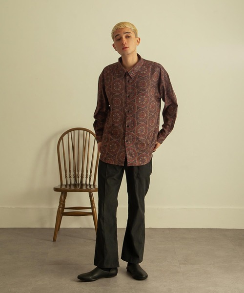 【セール】総柄トロミ長袖オーバーサイズシャツ/柄シャツ（シャツ/ブラウス）｜Nilway（ニルウェイ）