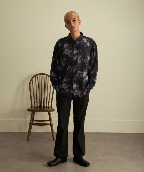 【セール】総柄トロミ長袖オーバーサイズシャツ/柄シャツ（シャツ/ブラウス）｜Nilway（ニルウェイ）