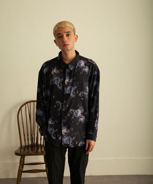 【セール】総柄トロミ長袖オーバーサイズシャツ/柄シャツ（シャツ/ブラウス）｜Nilway（ニルウェイ）