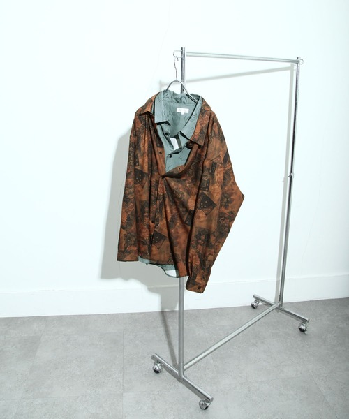 【セール】総柄トロミ長袖オーバーサイズシャツ/柄シャツ（シャツ/ブラウス）｜Nilway（ニルウェイ）
