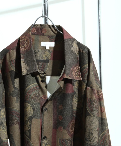 【セール】総柄トロミ長袖オーバーサイズシャツ/柄シャツ（シャツ/ブラウス）｜Nilway（ニルウェイ）