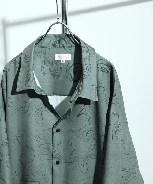 【セール】総柄トロミ長袖オーバーサイズシャツ/柄シャツ（シャツ/ブラウス）｜Nilway（ニルウェイ）