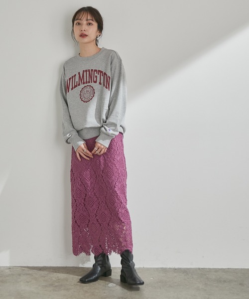 Champion（チャンピオン）の「【Champion】人気のカレッジロゴ。クルーネックスウェットシャツ（スウェット・レディース・グレー/ブラック/ホワイト・M/L）」の11枚目の写真