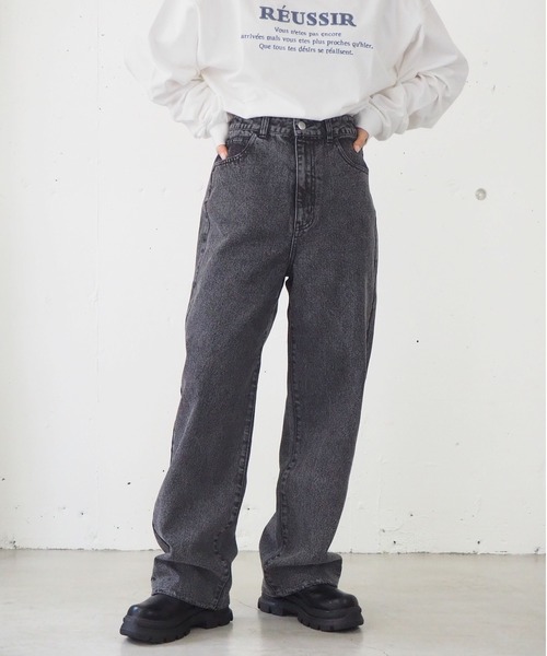 tiptop（ティップトップ）の「【2サイズ展開】ケミカル加工・オーバーダイストレートデニム【web限定アイテム・Sサイズあり】（デニムパンツ・レディース・ブラック/パープル/サックスブルー/グリーン・S/M）」の2枚目の写真