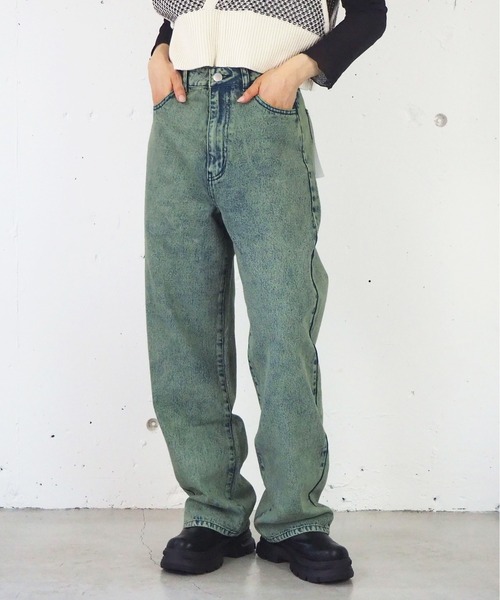 tiptop（ティップトップ）の「【2サイズ展開】ケミカル加工・オーバーダイストレートデニム【web限定アイテム・Sサイズあり】（デニムパンツ・レディース・ブラック/パープル/サックスブルー/グリーン・S/M）」の6枚目の写真
