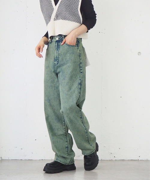 tiptop（ティップトップ）の「【2サイズ展開】ケミカル加工・オーバーダイストレートデニム【web限定アイテム・Sサイズあり】（デニムパンツ・レディース・ブラック/パープル/サックスブルー/グリーン・S/M）」の10枚目の写真