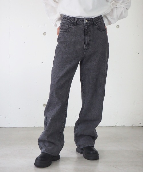 tiptop（ティップトップ）の「【2サイズ展開】ケミカル加工・オーバーダイストレートデニム【web限定アイテム・Sサイズあり】（デニムパンツ・レディース・ブラック/パープル/サックスブルー/グリーン・S/M）」の19枚目の写真