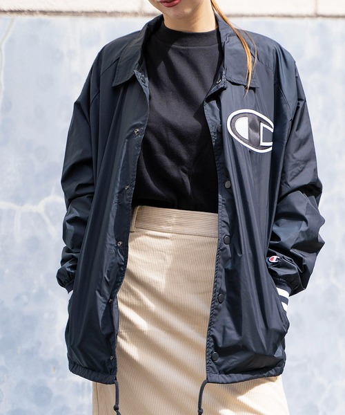 Champion(チャンピオン)の「【T18】【Champion/チャンピオン】 SATIN COACHES JACKET-SOLID(ミリタリージャケット・レディース・ブラック/ネイビー・SMALL/MEDIUM/LARGE)」の1枚目の写真