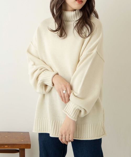 WEGO(ウィゴー)の「WEGO/ビックシルエットタートルセーター(ニット/セーター・レディース・ブラック/オフホワイト/ブラウン/杢グレー/ブルー・FREE)」の2枚目の写真