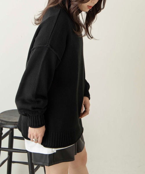 WEGO(ウィゴー)の「WEGO/ビックシルエットタートルセーター(ニット/セーター・レディース・ブラック/オフホワイト/ブラウン/杢グレー/ブルー・FREE)」の11枚目の写真