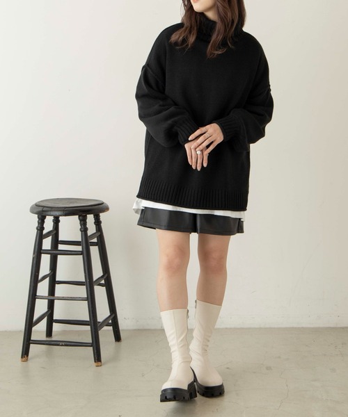 WEGO(ウィゴー)の「WEGO/ビックシルエットタートルセーター(ニット/セーター・レディース・ブラック/オフホワイト/ブラウン/杢グレー/ブルー・FREE)」の8枚目の写真