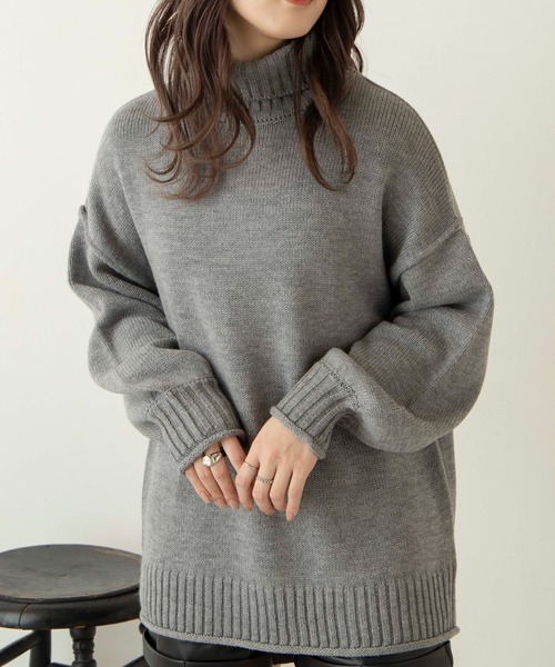 WEGO(ウィゴー)の「WEGO/ビックシルエットタートルセーター(ニット/セーター・レディース・ブラック/オフホワイト/ブラウン/杢グレー/ブルー・FREE)」の16枚目の写真