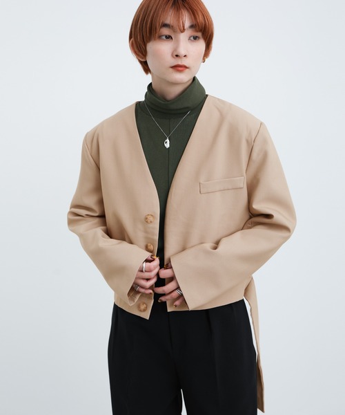 select MOCA（セレクトモカ）の「ノーカラーベルトデザインセットアップ（セットアップ・レディース・チャコールグレー/ブラウン/ライトベージュ・SMALL/MEDIUM）」の19枚目の写真