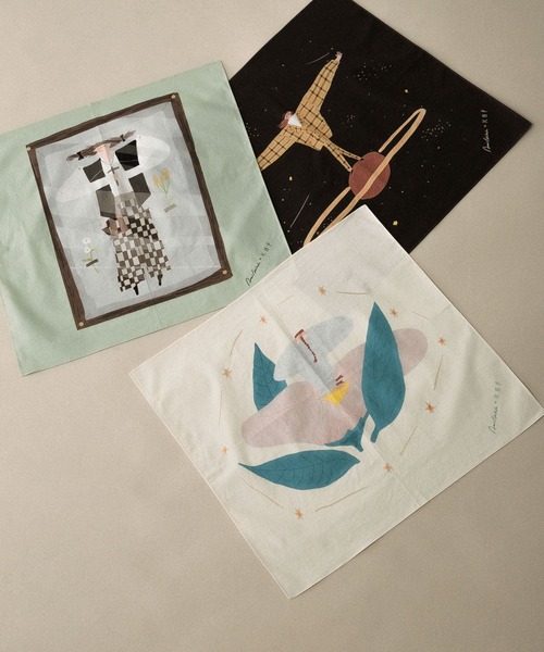 KBF（ケイビーエフ）の「Aki Ishibashiコラボハンカチ（バンダナ/スカーフ・レディース・ブラック/アイボリー/ミント・ONE）」の2枚目の写真