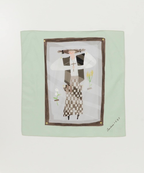 KBF（ケイビーエフ）の「Aki Ishibashiコラボハンカチ（バンダナ/スカーフ・レディース・ブラック/アイボリー/ミント・ONE）」の6枚目の写真