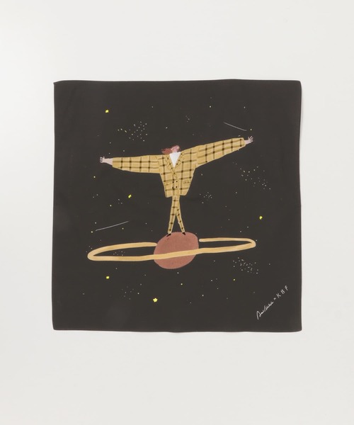 KBF（ケイビーエフ）の「Aki Ishibashiコラボハンカチ（バンダナ/スカーフ・レディース・ブラック/アイボリー/ミント・ONE）」の7枚目の写真