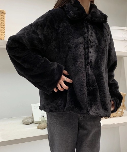 Doula Doula（ドゥーラドゥーラ）の「リバーシブルボアジャケット（ブルゾン・レディース・ネイビー/オフホワイト・FREE）」の15枚目の写真