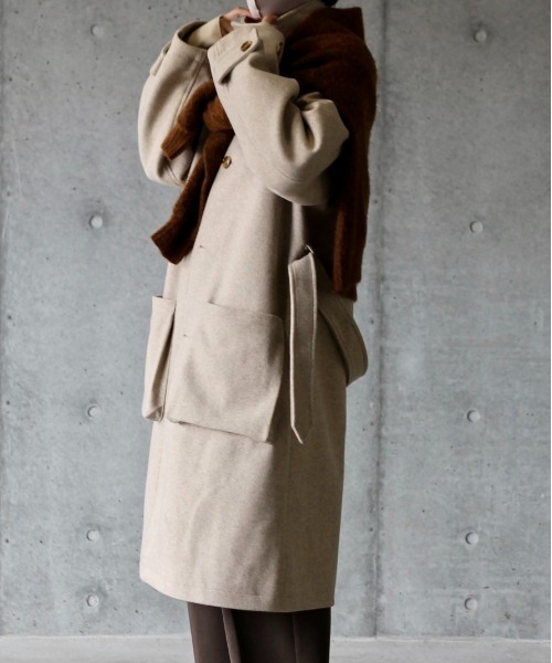 y/m by れぽすけ（イムバイレポスケ）の「ビッグポケットスタンドカラーコート（その他アウター・メンズ・ブラック/ベージュ・MEDIUM/LARGE）」の5枚目の写真