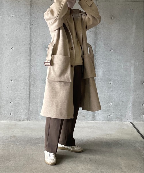 y/m by れぽすけ（イムバイレポスケ）の「ビッグポケットスタンドカラーコート（その他アウター・メンズ・ブラック/ベージュ・MEDIUM/LARGE）」の12枚目の写真