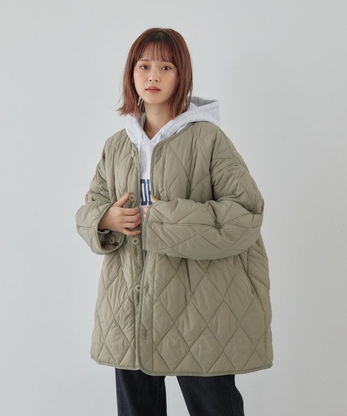 flaner(フラネ)の「Loose quilting jacket / ルーズキルティングジャケット(ミリタリージャケット・レディース・グレイッシュベージュ/カーキ/ブラック・FREE)」の21枚目の写真