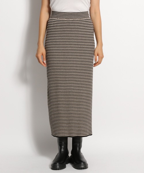 niko and...（ニコアンド）の「やわらかニットボーダースカート（スカート・レディース・ブラック/レッド/グリーン・MEDIUM/LARGE）」の4枚目の写真