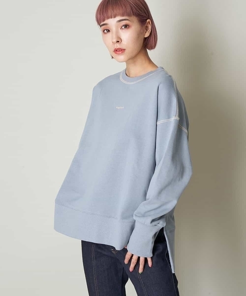 A de a.v.v（アードアー・ヴェ・ヴェ）の「配色ステッチロゴスウェット（トレーナー）（スウェット・レディース・ブラック/サンドベージュ/ライトブルー/アイボリー・38/36）」の14枚目の写真