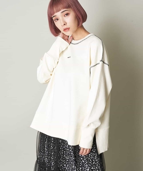 A de a.v.v（アードアー・ヴェ・ヴェ）の「配色ステッチロゴスウェット（トレーナー）（スウェット・レディース・ブラック/サンドベージュ/ライトブルー/アイボリー・38/36）」の16枚目の写真