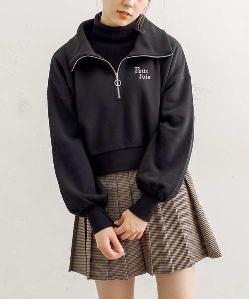 OLIVE des OLIVE(オリーブデオリーブ)の「zipショートプルオーバー(スウェット・レディース・ライトグレー/ブラック/アイボリー/ラベンダー・FREE)」の3枚目の写真